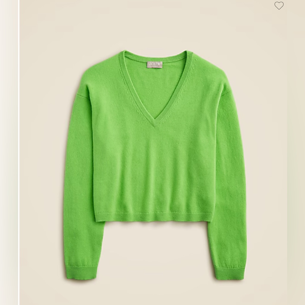 Jcrew 100% Cashmere Relaxed Cropped V-Neck